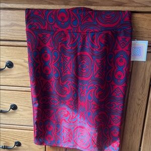 LuLaRoe Red and Blue Patterned Skirt